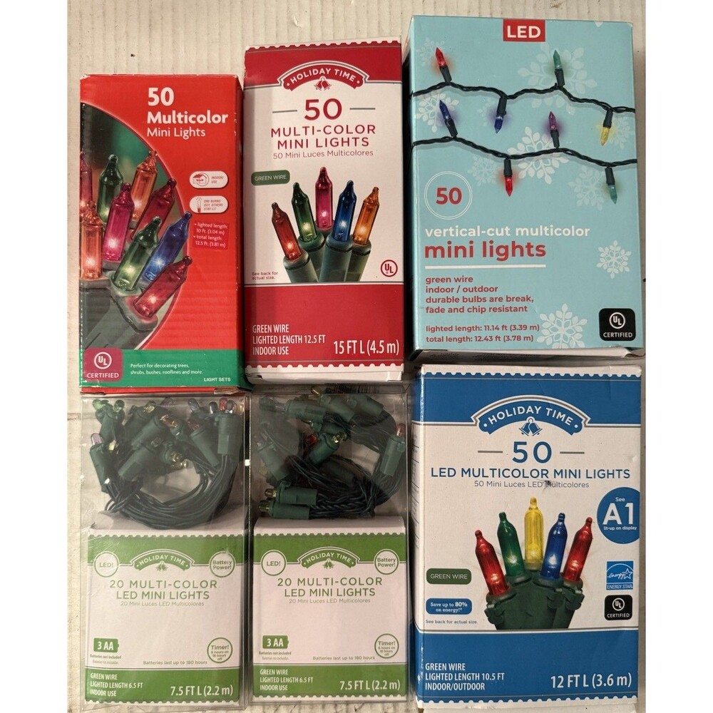 Mixed Lot Of 7 Various Color Mini String Christmas Lights Holiday Tree Decor 240
